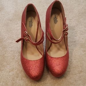 Red sparkly pumps